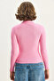 Women's Candy Pink Body-Hugging Half-Zip Ribbed Lycra Polo Collar Basic Blouse 8073 60283602 - 6