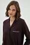 Women's Dark Purple Color Long Sleeve Shirt Collar Buttoned Pajama Set C3T3N171 - 3