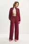 Women's Burgundy Double Pocket Detailed Zippered Elastic Waist Jacket and Loose Trousers Modal Suit 4035 60283606 - 2
