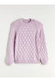 Lilac Crew Neck Self Patterned Women's Knitwear Sweater - 5
