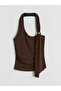 Halter Neck Buckle Detailed Gathered Blouse - 5