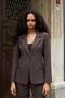 Women's Collared Pocket Flap Long Sleeve Waist-Fitted Lightweight Stretchy Fabric Blazer Jacket-Brown - 5