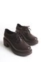 K-707 Brown Wrinkled Patent Leather High-Sole Lace-Up Loafer Shoes - 5