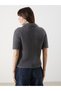 Anthracite Polo Neck Women's Knitwear Sweater - 4