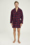Men's Single Robe Plaid Patterned - 4