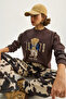 Women's Brown Crew Neck Teddy Embroidery Detailed Sweat 10417 60284066 - 2