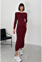 Cindy Slit Long Sleeve Crew Neck Slim Fit Maxi Dress - 4