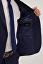 Men's Slim Fit Mono Collar Dark Navy Blue Suit - 6
