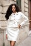 Women's Lightweight Stretchy Winter Cashmere Collar Pocketed Long Sleeve Short Blazer Jacket Coat-Champagne - 7