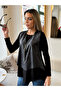 New Season Long Sleeve Asymmetric Blouse and Leather Vest Combination Women's Set - 4