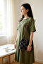 Green Navy Blue Color Block Knitted Handmade Women's Shoulder Bag - with Chain Strap - 4