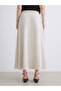 Ecru Linen Blend Pleated Skirt - 4