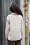 Women's Cotton Modal Cupra Fabric Collared Long Sleeve Shirt with Side Slits - Beige - 2