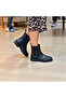 Black Leather Women's Chelsea Boots with Elastic Sides - 4