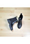 Black Leather Women's Chelsea Boots with Elastic Sides