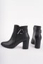 Forti̇s Pointed Toe Buckle Detailed Zippered Thick Heeled Women's Boots