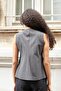 Women's Striped Plaid Flato Pocketed Buttoned Lightweight Stretchy Fabric Vest-Anthracite Thick Line - 4