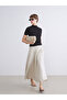 Ecru Linen Blend Pleated Skirt