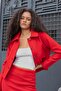 Women's Lightweight Flexible Winter Cashmere Collar Pocketed Long Sleeve Short Blazer Jacket Coat-Red - 7
