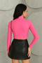 Women's Ribbed Crop High Neck Long Sleeve Slim Fit Blouse - 3