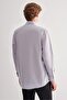 Gray Hard Collar Long Sleeve Easy to Iron Comfort Fit Cotton Shirt 1004255182 - 5