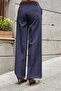Women's Lightweight Stretchy Fabric High Waist Side Pockets Wide Leg Palazzo Pants-Navy Blue - 5