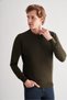 Khaki Crew Neck Long Sleeve Pocketless Comfort Fit Cotton Knitwear Sweater 1012255220 - 3