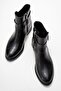 Yan Aksesuar Buckled Women's Boots Black Leather - 5