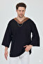 V-Neck 4/3 Sleeve Oversized T-Shirt with Ruffles Off-Shoulder - 5