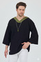 V-Neck 4/3 Sleeve Oversized T-Shirt with Ruffles Off-Shoulder - 7