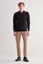 Black Zippered Polo Neck Long Sleeve Pocketless Comfort Fit Cotton Knitwear Sweater 1012255223 - 2