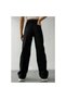 Liyan Women's Black Wide Leg Detail Palazzo Jean Loose Leg - Black Loose Jeans - 2