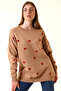 Crew Neck Heart Patterned Winter Knit Sweater - 2