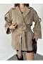 Double-Breasted Oversize Lined Pocketed Belted Cashmere Coat - 6
