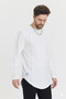 Wide Collar Oval Cut Stripe Detailed Long Sleeve T-Shirt