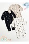 Baby Boy Printed Cotton Cuffed 3-Piece Jumpsuit Colorful Patterned 9-12-18 Months Newborn Baby Outfit - 6