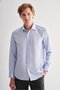 Blue Half Italian Collar Long Sleeve Easy to Iron Slim Fit Cotton Shirt 1004255301 - 6