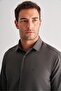 Khaki Hard Collar Long Sleeve Slim Fit Cotton Shirt 1004255175 - 4