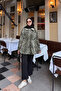 Women's Leopard Print Zippered Trench Coat Green - 5