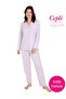 Women's Lilac V-Neck Front Buttoned 100% Cotton Long Sleeve Pajama Set with Pockets