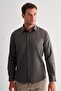 Khaki Hard Collar Long Sleeve Slim Fit Cotton Shirt 1004255175 - 3
