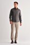 Khaki Hard Collar Long Sleeve Slim Fit Cotton Shirt 1004255175 - 2