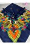 Mardin Calligraphy Navy Blue Headscarf with Floral Pattern on the Background 100X100 cm – Dowry and Daily Use - 2