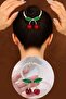 Gold Color Cherry Figured Pearl Detailed Dangle Bun Hairpin
