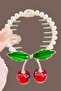 Gold Color Cherry Figured Pearl Detailed Dangle Bun Hairpin - 2