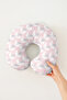Moon Patterned Cotton Neck Pillow - Pastel Pink Gray Children & Adult Travel Pillow - 3