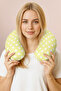 Polka Dot Cotton Neck Pillow - Pastel Yellow White Soft Travel Pillow - 5