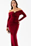 Women's Burgundy Drawstring Detail Long Dress - 3