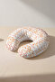 Ethnic Patterned Cotton Neck Pillow - Bohemian Style Cream Orange Travel Pillow - 7