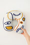 Abstract Face Stripes Ergonomic Neck Pillow - Modern Art Navy Blue Yellow Travel Pillow - 2